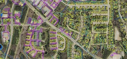 full width digital map with planimetric mapping features