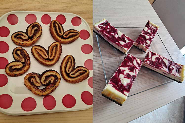 French palmiers and white chocolate raspberry cheesecake bars