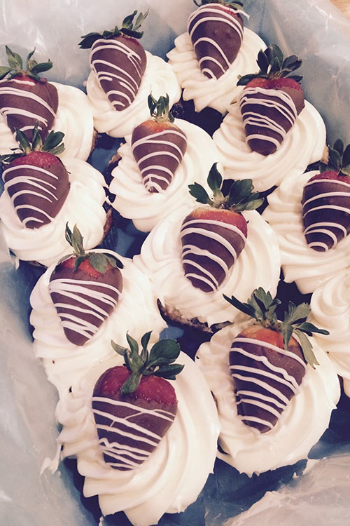 chocolate cupcakes with caramel coconut topping